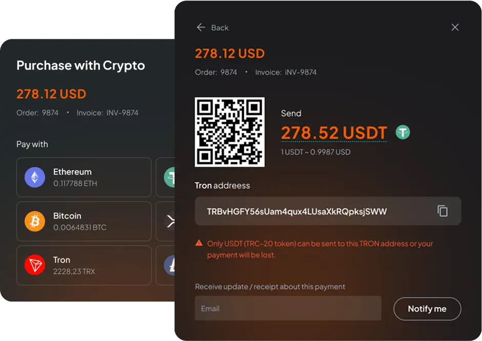 Accept global cryptocurrency payments image